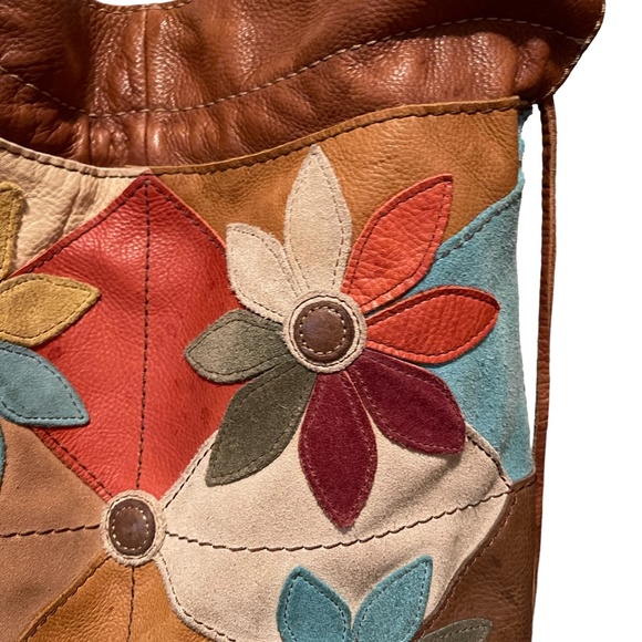 VTG Lucky Band Floral Leather Patchwork Hobo Bag - Picture 2 of 15